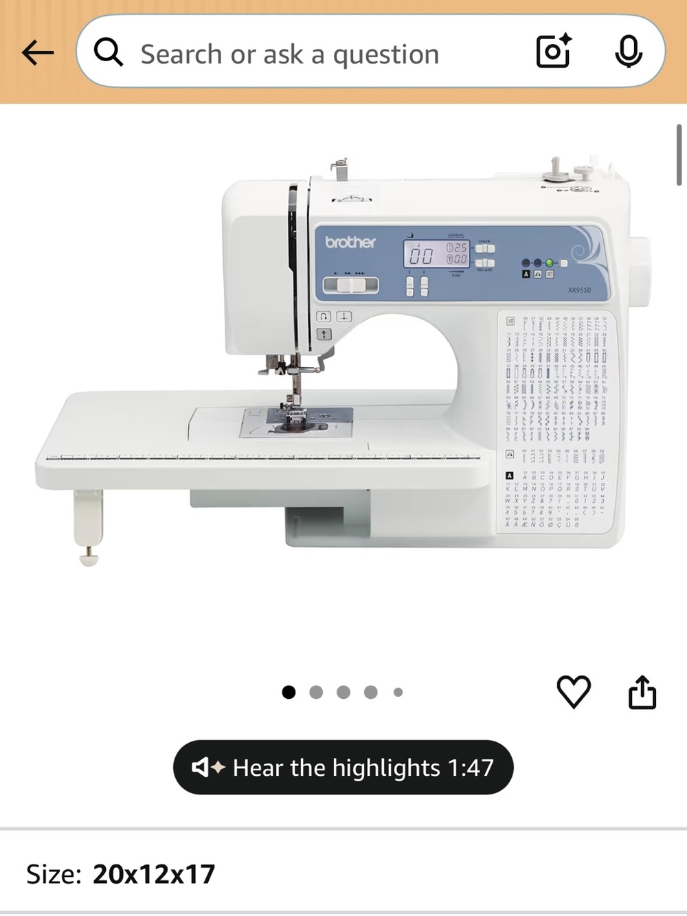 Brother Sewing Machine in White with Light Blue Control Panel